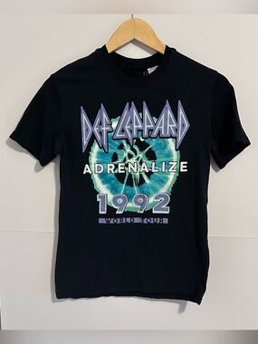 Def Leppard Adrenalize 1992 World Tour Graphic Band Tee Black Small